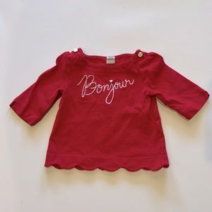 Janie and Jack Bonjour Valentines shirt, 12/18 months